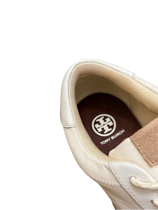 TORY BURCH - IVORY TAUPE SUEDE NYLON ANNIE RUNNER SNEAKERS - Picture 8 of 10